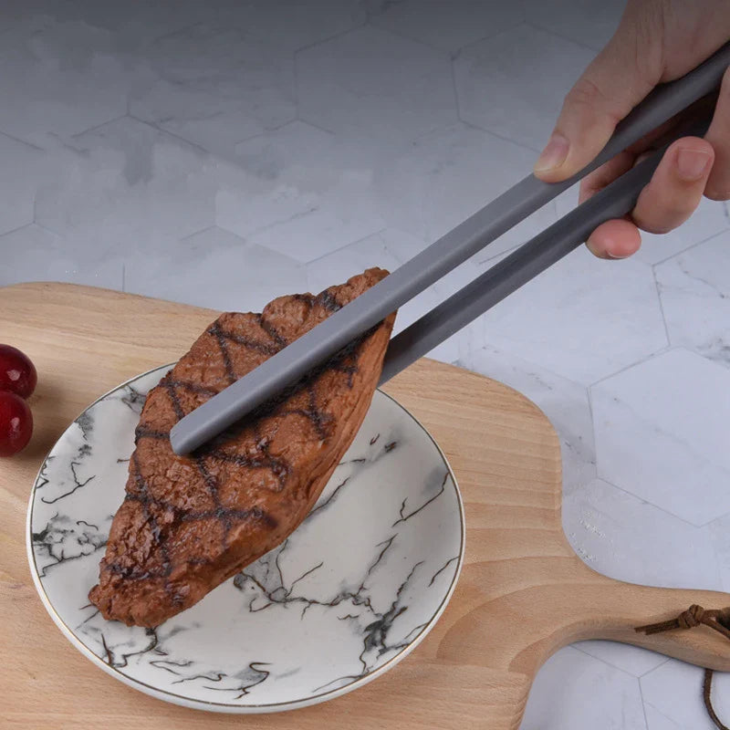 Axyaa Silicone Tongs: Non-Slip Long Handle Cooking Clip for Home Kitchen