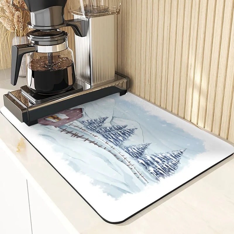 Axyaa Four Seasons Pattern Table Placemats - Absorbent Cup Stand Mats