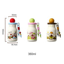 Axyaa Puppy Tumbler Stainless Steel Tea Coffee Bottle Cute Mini Thermos Kawaii Straw