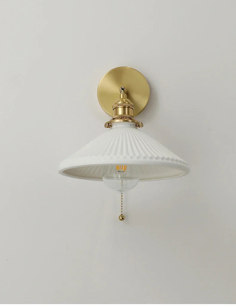 Axyaa Retro Ceramic Brass Wall Sconce Lamp with Adjustable Light Direction