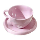 Axyaa Purple Flower Ceramic Tea Cups & Saucers, Handmade Irregular Design