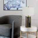 Axyaa Luxury Gold Metal Fabric Shade LED Desk Lamp