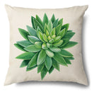 Axyaa Green Leaf Linen Pillowcase, Simple Style Decorative Sofa Cushion Cover