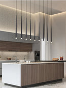 Axyaa Modern Black Column LED Chandelier for Stylish Home Lighting