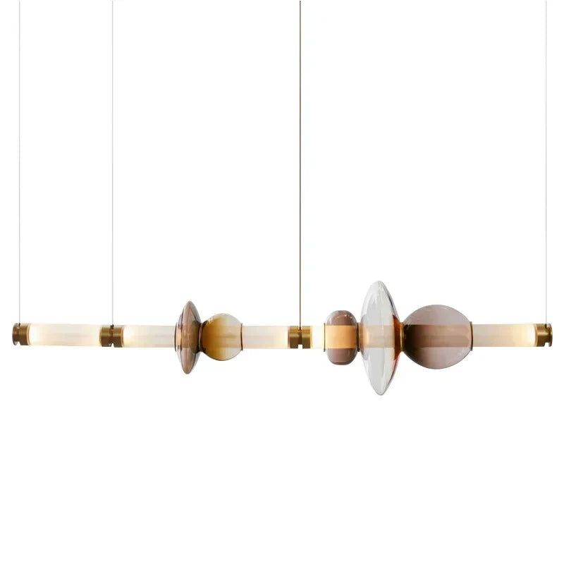 Axyaa Nordic Stained Glass LED Chandelier for Dining Kitchen Island
