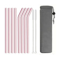 Axyaa Pink Glass Straw - Reusable Borosilicate Drinking Straw Kit with Cleaning Brush