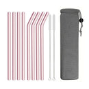 Axyaa Pink Glass Straw - Reusable Borosilicate Drinking Straw Kit with Cleaning Brush