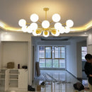 Axyaa Lustrous Glass Chandelier: Elegant Indoor Ceiling Light for Living & Dining Room