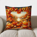 Axyaa Autumn Leaves & Pumpkins Pillow Cover for Sofa, Bedroom, Car - Decorative Cushion Cover