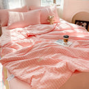 Axyaa Solid Color Summer Cool Quilt Set - Soybean Fiber Seersucker Air Conditioner Quilt