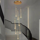 Axyaa Crystal Chandelier Stair Pendant Living Room Interior Lighting