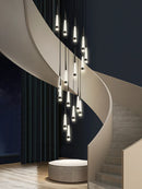 Axyaa Tapered Chandelier: Modern Nordic Pendant for Living Room, Staircase, Attic