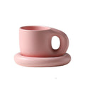 Axyaa Nordic Style Ceramic Chubby Mug Set with Oval Plate - 400ml