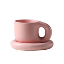 Axyaa Nordic Style Ceramic Chubby Mug Set with Oval Plate - 400ml