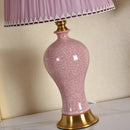 Axyaa Pink Ceramic Bedroom Table Lamp Ice Crack Design Girls' Bedside Decor