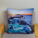 Axyaa Dolphin Ocean Pattern Cushion Cover for Kids Sofa & Home Decor