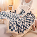 Axyaa Bear Printed Coral Fleece Winter Blanket - Double-layer Milk Velvet