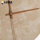 Axyaa Luma Yellow Travertine Wall Light Clock, Round Natural Stone for Home Decor
