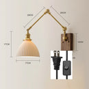 Axyaa Copper Swing LED Wall Light with Pull Chain Switch, Wide Rotation, Walnut Canopy