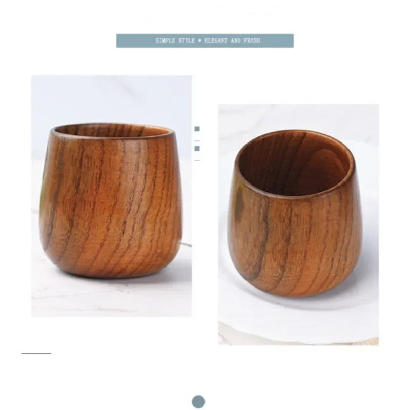Axyaa Retro Jujube Wood Tea Cup 160ML High Quality Wooden Household Kitchen Supply
