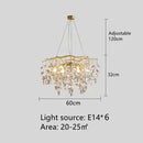 Axyaa Crystal LED Branch Chandelier - Golden Finish