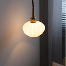 Axyaa Pumpkin Shell LED Pendant Light Fixture with White Glass Hanging Lamp