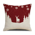 Axyaa Christmas Linen Print Throw Pillow Cover for Home Sofa, Living Room and Bedroom