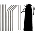 Axyaa Stainless Steel Drinking Straws Set with Cleaning Brush