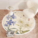 Axyaa Plush Flower Pattern Round Carpet: Soft Bedroom Rug for Living Room Décor