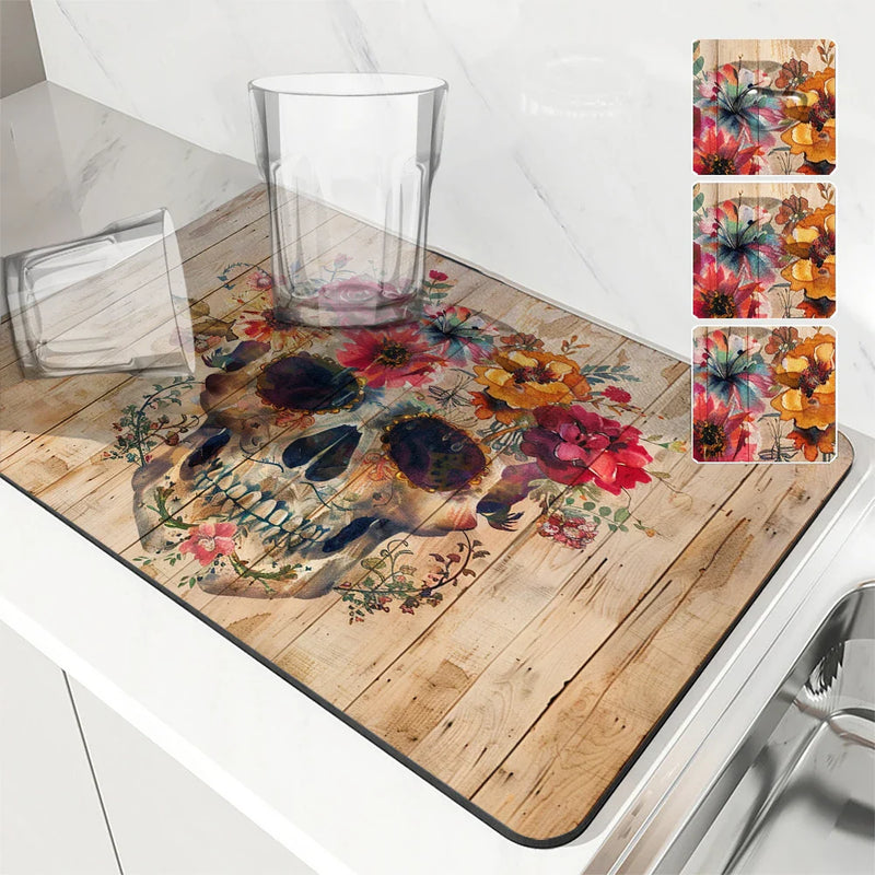 Axyaa Halloween Watercolor Branches Drying Mat