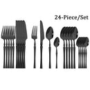 Axyaa White Gold Stainless Steel 24-Piece Tableware Set - Premium Silverware Collection