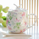 Axyaa Floral Rose Bone  Thermos Tumbler Mug - Tea for One Cup - Large Mug