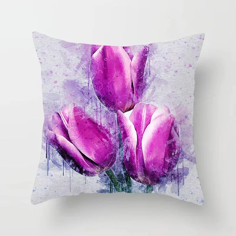 Axyaa Strawberry Plant Flower Cushion Cover for Room Decoration