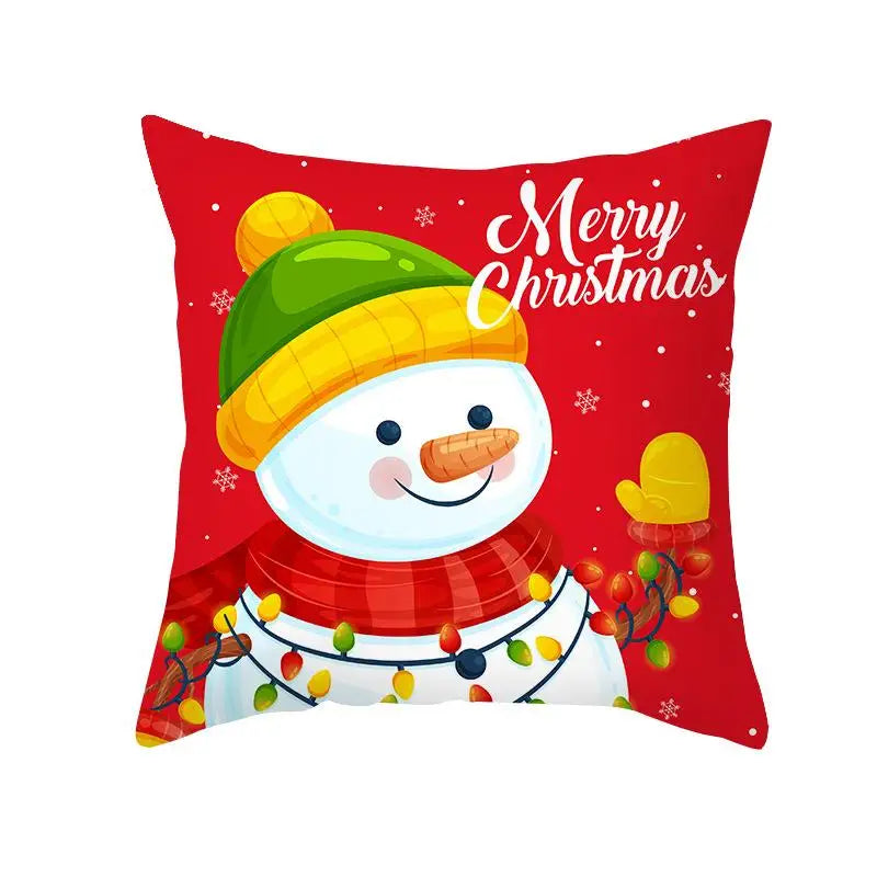 Axyaa Christmas Elk Santa Claus Cushion Cover Home Decor Square