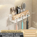 Axyaa Toothbrush Rack & Mug Holder with Toothpaste Squeezer - Wall Mounted Storage