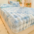 Axyaa Rabbit Fur Plush Fitted Sheet - Thick, Winter Bedspread, Anti-Slip Mattress Protector