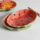 Axyaa Hand Drawn Watermelon Ceramic Deep Plate - Creative Sushi, Salad, and Dessert Plate