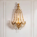 Axyaa Antique Brass Crystal Wall Light Sconce Vintage Metal Retro Style