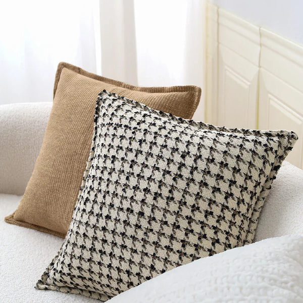 Houndstooth Nordic Decorative Pillow Cover by Axyaa - Chic Vintage Style