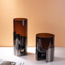 Amber Double Layer Glass Vase by Axyaa - Floral Arrangement & Room Decoration Accessory