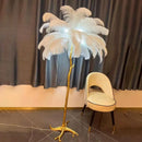 Axyaa Copper LED Floor Lamp: Modern Ostrich Feather Design for Stylish Home Lighting