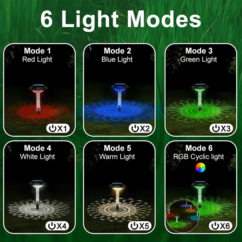 Axyaa Solar Garden Lights Outdoor RGB Warm White Landscape Decor Waterproof