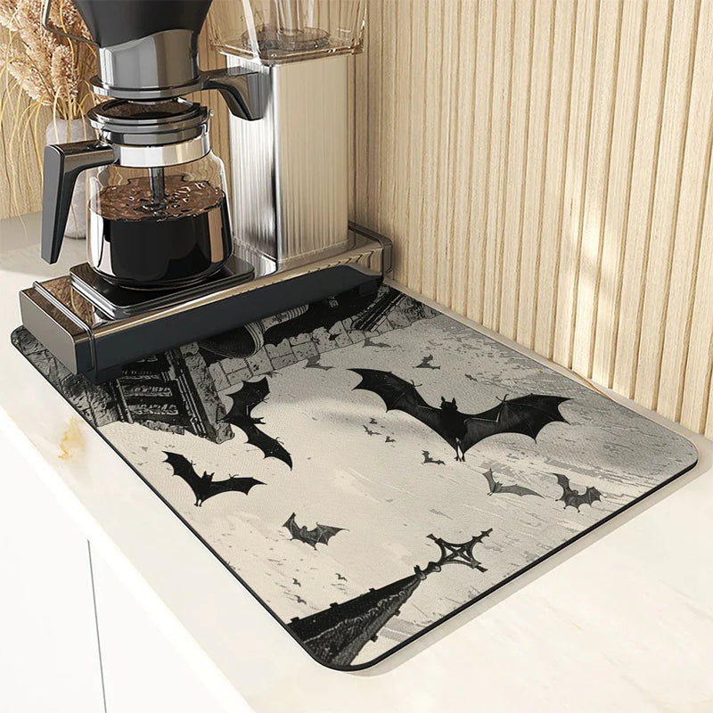 Axyaa Halloween Bat Church Bell Absorbent Drying Mat
