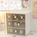 Acrylic Desk Organizer Set by Axyaa: Transparent Storage Box for Students with Cute Stickers