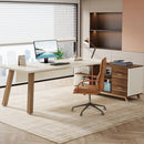 Axyaa 78.7" Executive L-Shaped Desk with Storage Shelves and 55" Cabinet