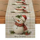 Snowman Holly Berries Table Runner by Axyaa: Festive Kitchen & Dining Decoration