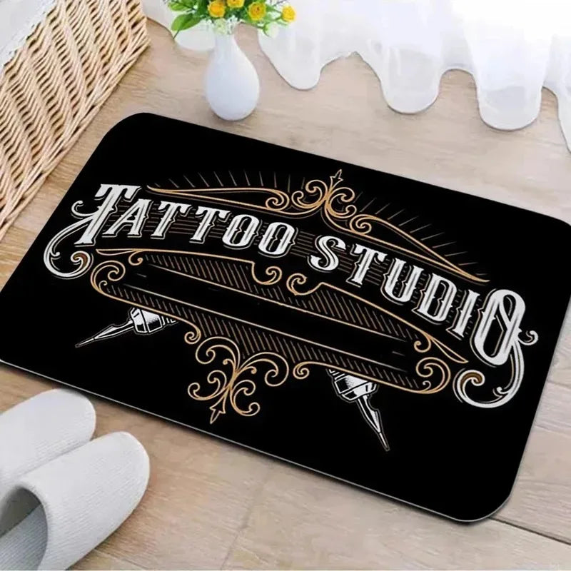 Axyaa Tattoo Shop Mat Indoor Welcome Door Mat Washable Non-Slip Absorbent Carpet