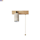 Axyaa LED Wall Lamp Sconce Yellow Travertine Wood Bathroom Mirror Light
