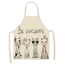 Axya Cute Cat Print Cotton Linen Sleeveless Apron for Cooking Baking Kitchen