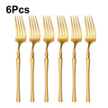 Axyaa Gold Stainless Steel Cutlery Set - 30Pcs Solid Color Dinnerware Kit